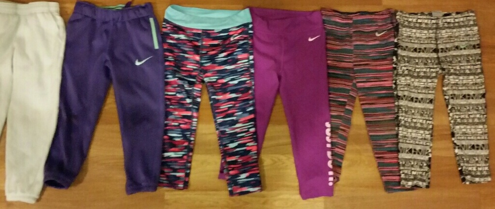 Girls Sz 4 Nike & UA lot of 6 pr athletic pants